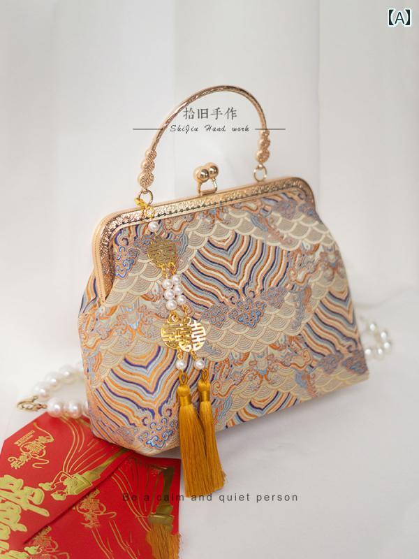 中国風 バッグ ハンドバッグ ショルダーバッグ パーティーバッグ チャイナ風 エレガント おしゃれ ホワ..