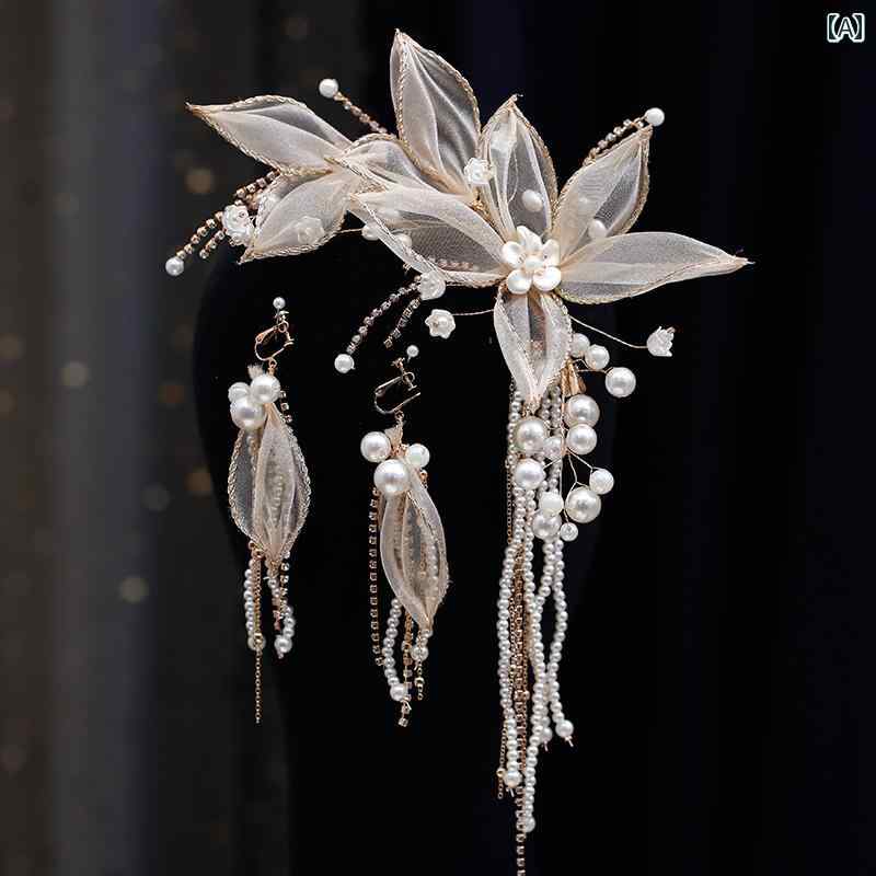 ウエディング 花嫁 ヘッドドレス ヘアピン ヘアアクセサリー 結婚式 髪飾り イヤリング アクセサリー ..