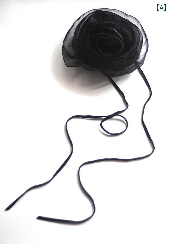 レディース ファッション アクセサリー オールシーズン ポリエステル 多 韓国 ブラック 黒 フラワー 装飾 ネック チョーカー