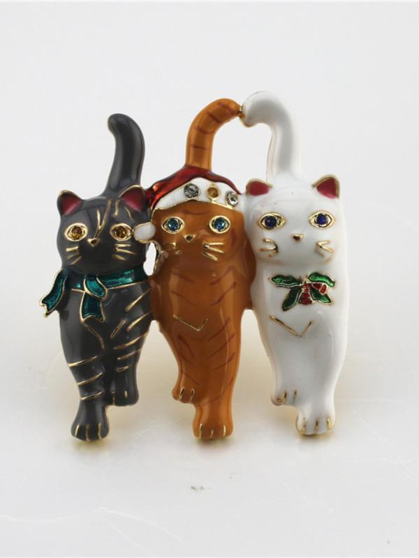 レディース ファッション アクセサリー オールシーズン 装飾 レトロ 猫 アメリカ エナメル コサージュ ブローチ ピン