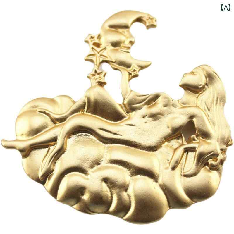 レディース ファッション アクセサリー オールシーズン 装飾 韓国 レトロ マット ゴールド コサージュ ブローチ ピン