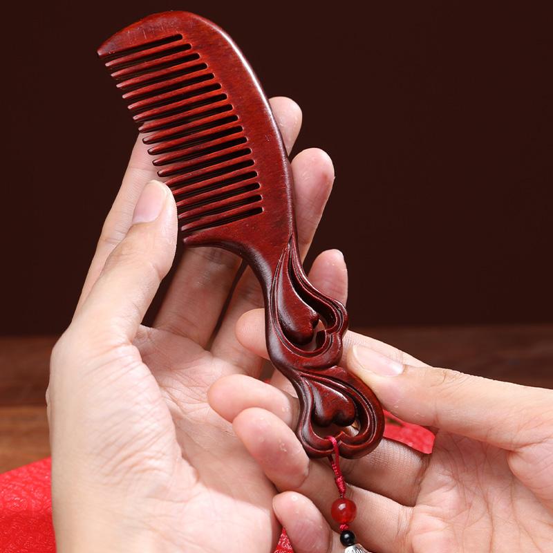 くし コーム 母の日 ギフト 木材 彫刻 レトロ レトロ 芸術 チャイナ風 身しみ タッセル 携帯 持ち運び ..
