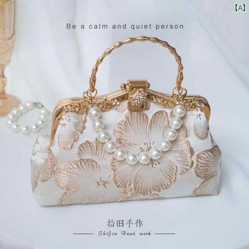 中国風 バッグ ハンドバッグ ショルダーバッグ パーティーバッグ チャイナ風 エレガント おしゃれ ホワ..