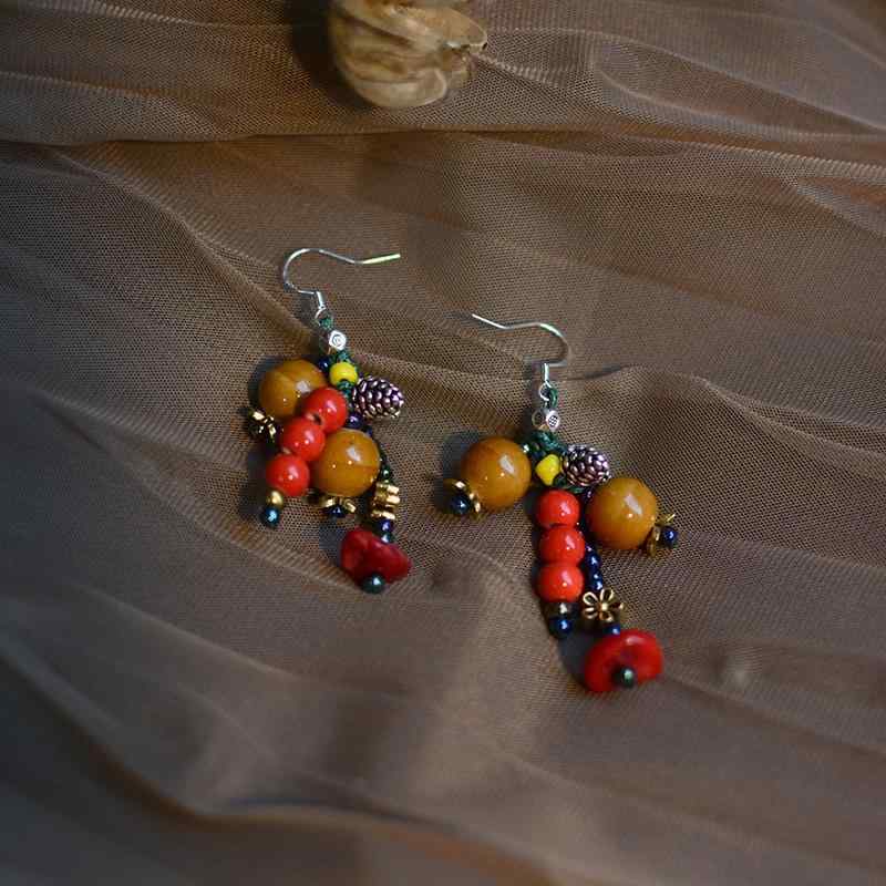 ピアス かわいい レディース アクセサリー 森 セラミック ビーズ イヤーフック 精巧 小さめ 925 シルバー ピアス