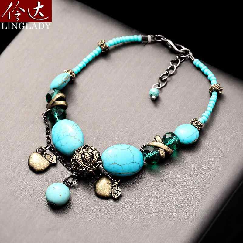 ブレスレット おしゃれ ジュエリー ブルー イミテーション ターコイズ レディース ファッション アクセサリー 装飾品