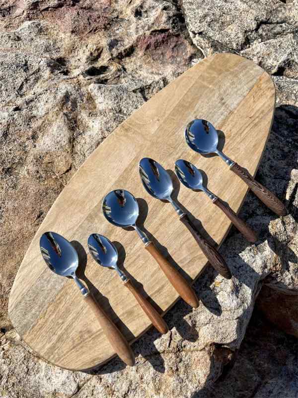 カトラリー かわいい 木 ログ ステンレス 洋食食器 フレンチ レトロ ハンドル 精巧 アフタヌーンティー..