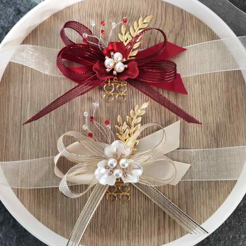 ブライダル アクセサリー 雑貨 レッド パール ベア タイガー ハート ハッピー ワード 新郎 新婦 家族 ウェディング コサージュ フルセット