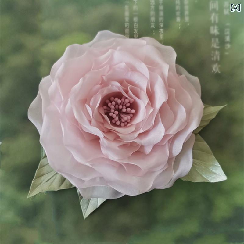 コサージュ チャイナ風 漢服 アクセサリー ブローチ パーマ ローズ ブローチ ヘアピン ローズ 花 花