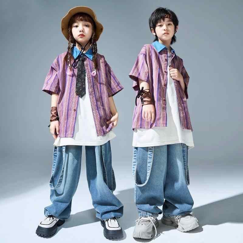 子供 キッズファッション パフォーマンス 発表会 イベント 衣装 コスチューム ユニフォーム ダンス ヒップホップ 夏 レトロ ストリート