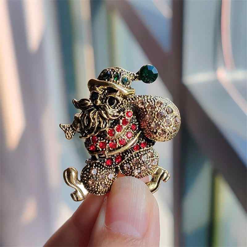 かわいい レトロ メタル サンタ ブローチ おしゃれ ハロウィン ピン 供給 ホリデー コサージュ レディ..