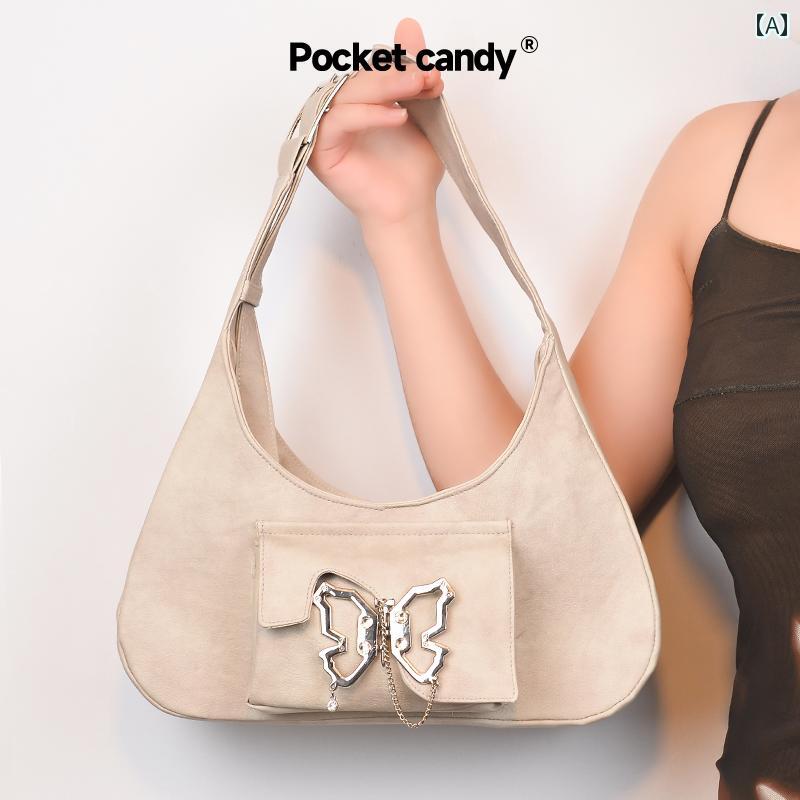 バッグ レディース ファッション 鞄 オールシーズン ジッパー 蝶 シングル ストレッチ ハンドル ミディアム ショルダー ハンド バッグ