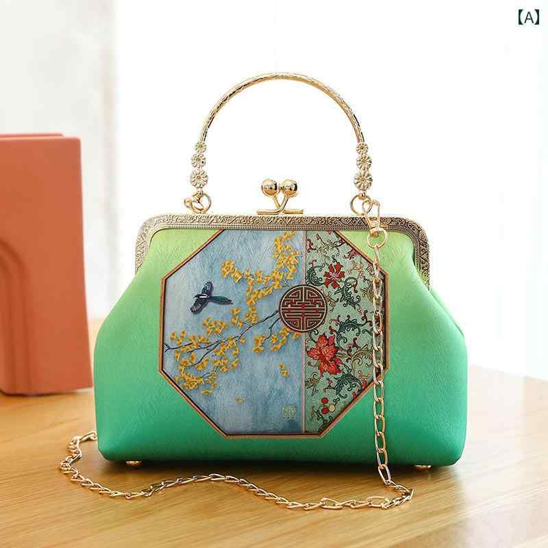 ハンドバッグ チャイナ風 エスニック レディース ファッション 鞄 オールシーズン ロック レジャー ハンド バッグ スモール スクエア(4.0)