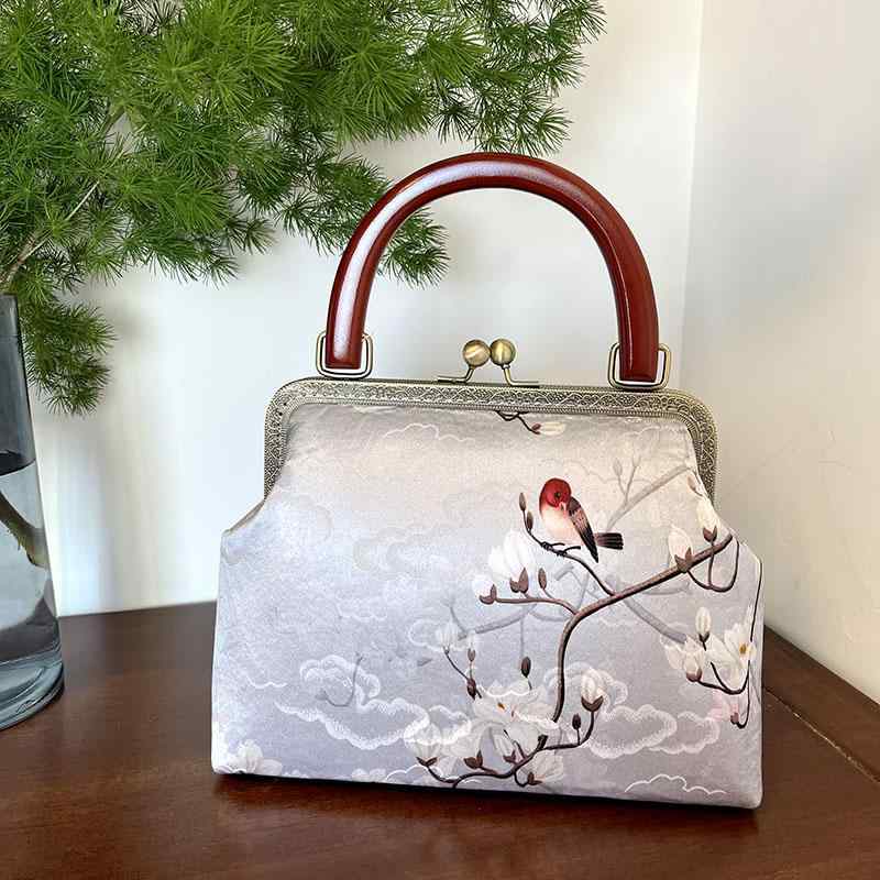 バッグ レディース チャイナ風 かわいい おしゃれ レトロ カジュアル ハンドバッグ 手持ち チャイナドレス バッグ 木 ハンドル バッグ クロス ボディバッグ アンティークバッグ