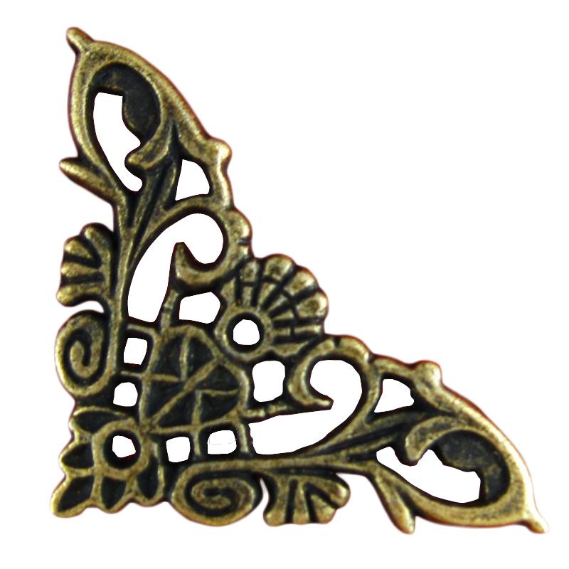 アンティーク 合金 亜鉛 レース コーナー ガード フラワー ハードウェア テクター 木箱 レトロ ピース ..