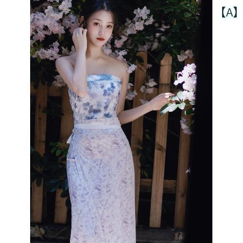 ドレス 大人 フェアリー 上品 シンプル 華やか きれいめ パーティ ウェディング セレモニー レディース 漢服 チャイナテイスト 夏