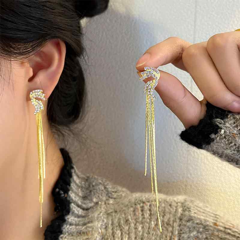 ピアス ロング タッセル ピアス 925 シルバー ニードル ライト アメリカ クロスボーダー ジュエリー レディース ファッション アクセサリー 装飾品