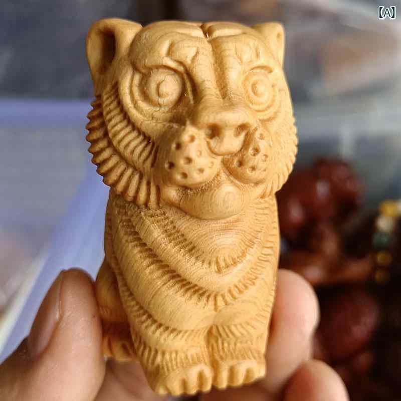 其它 - 置物 車内装飾 トゥジャ材 木彫り 置物 かわいい 寅 干支 虎 ハンドル 小物 インテリア ペット 装飾品 車 装飾 アイテム ワンポイント ファッション