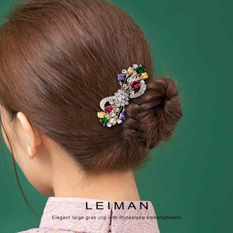 ヘアアクセサリー 髪飾り ミディアム トップ クリップ リボン ラインストーン 韓国...