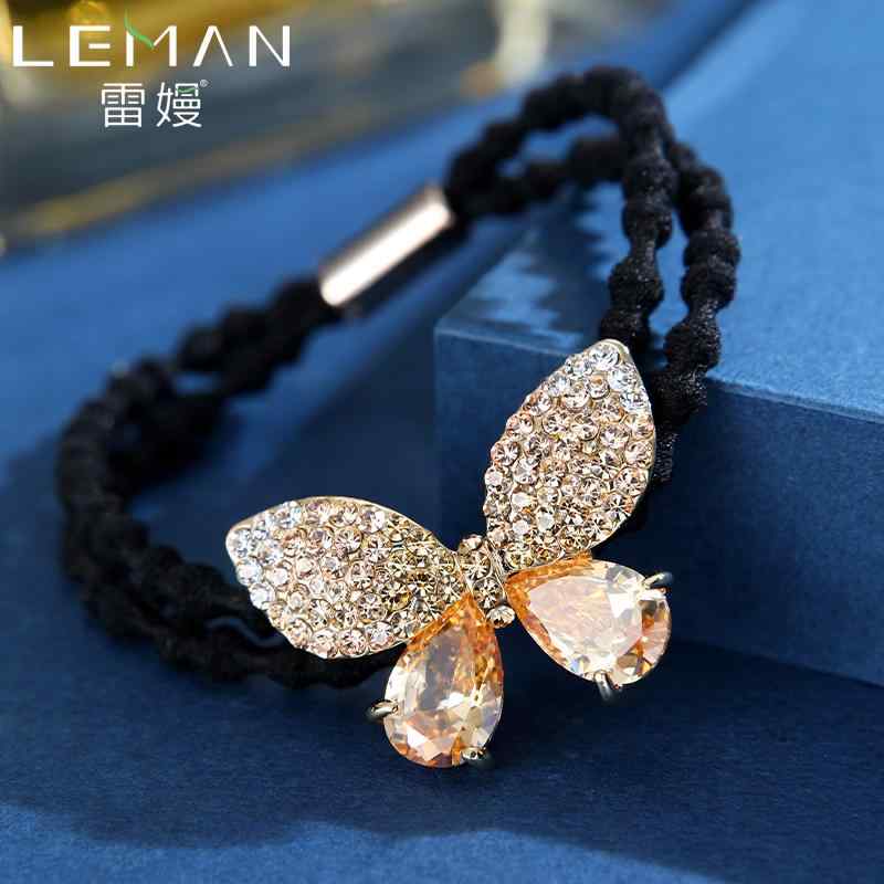 ヘアアクセサリー 髪飾り ラインストーン 蝶 ヘアロープ ヘアゴムバンド ヘア ロープ ハイ ポニーテー..