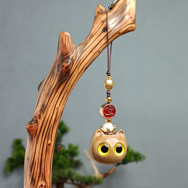 ペンダント 中国風 アクセサリー レトロ グリーン サンダルウッド クラウン 猫 祝福 サシェ ディフューザー 携帯電話 チェーン バッグ かわいい ジュエリー