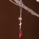 ペンダント 中国風 アクセサリー レトロ 小葉 紫檀 マグノリア 携帯電話 チェーン メンズ レディース 手織り ロープ チェーン バッグ ハンギング アンティ...