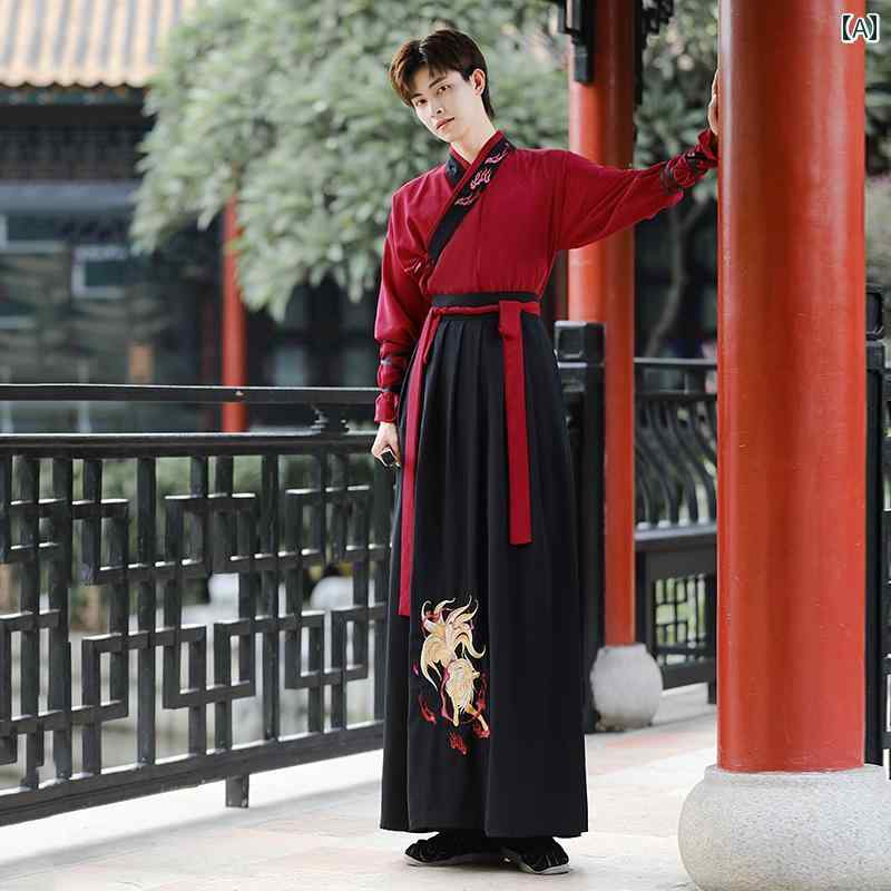 剣士 コスプレ 舞台衣装 九尾 ファイアフォックス 漢服 メンズ 武道 チャイナ風 学生 クラス 制服 レトロ メンズ 少年 綿