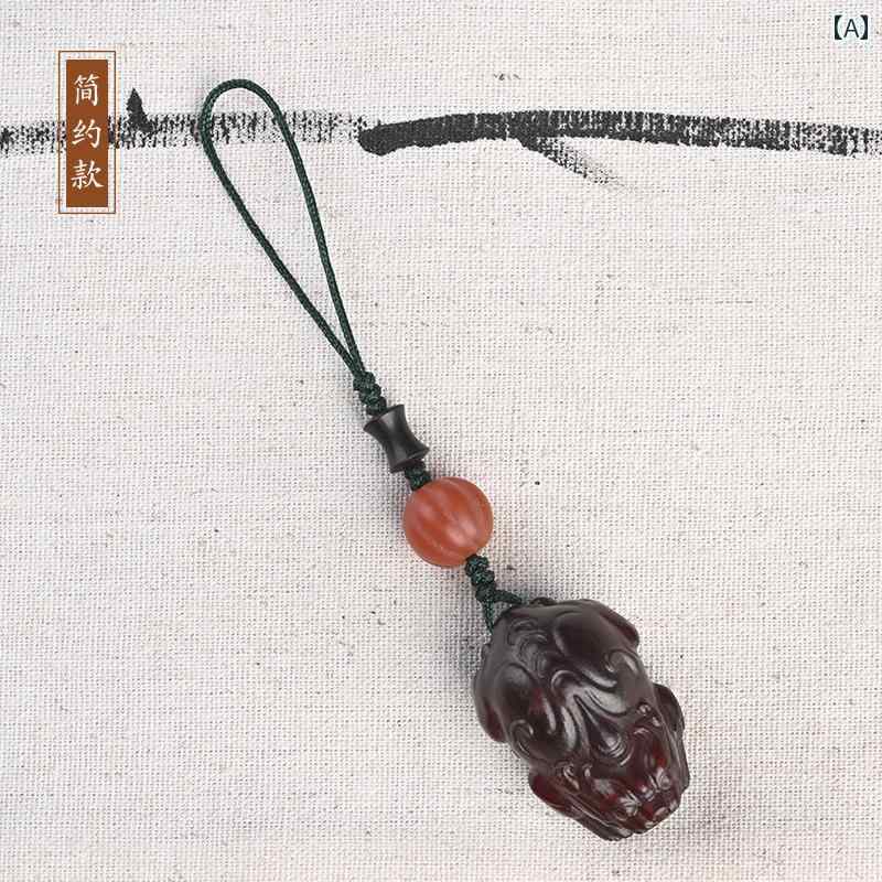 中国風 アクセサリー 装飾品 小さめ葉 紫 檀 蒸気 貔貅 ハンドル ピース 貔貅 キー ペンダント ポータブル 装飾品 携帯電話 チェーン メンズ レディース secure-depo-10408500 セキュアデポ サンプル画像2