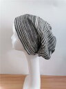 レディース おしゃれ帽子 ターバン ロシア帽子 黒 ストライプ リネン ターバン帽子 スタジオ バッグ ヘア 帽子 カジュアル 帽子