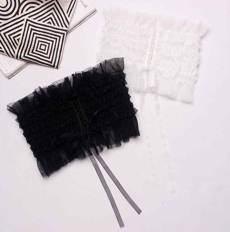 ベルト シフォン レース ストレッチ 装飾 レディース ファッション アクセサリー カジュアル ベルト ウエスト バンド ワイド ブラック ホワイト