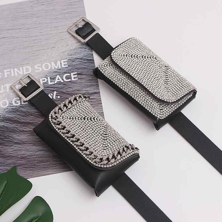 ベルト ライン ストーン ブラック クロス ボディ ミニ バッグ フル ストーン レディース ファッション アクセサリー カジュアル ベルト ウエスト バンド