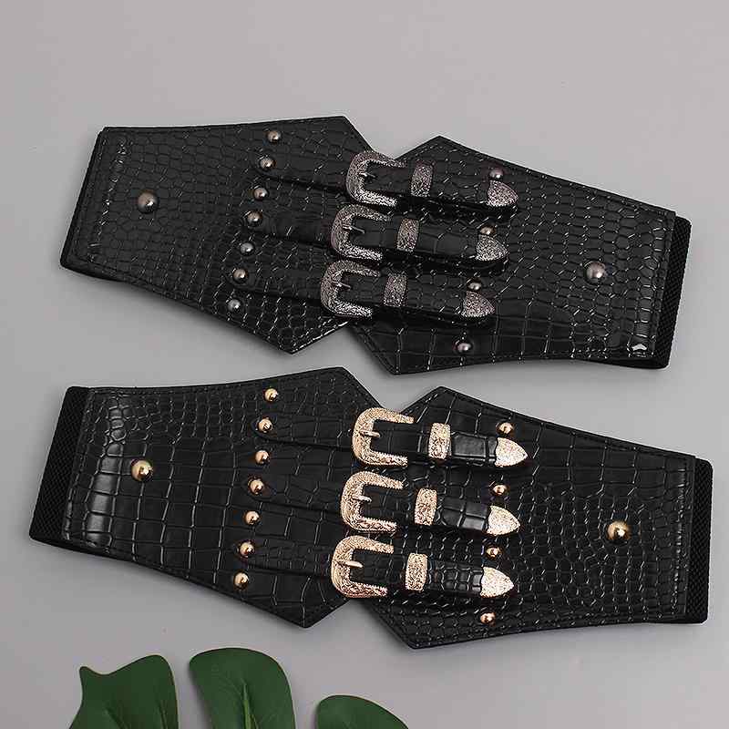 ベルト スタッズ ストレッチ 3ライン バックル アメリカ レディース ファッション アクセサリー カジュ..