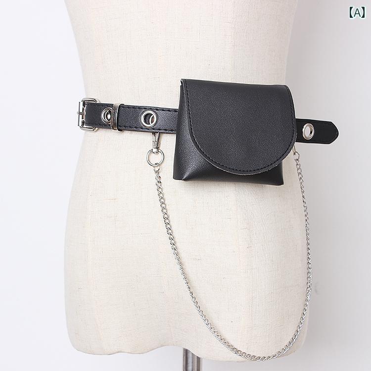 ベルト ミニ チェーン ブラック 装飾 レディース ファッション アクセサリー カジュアル ベルト ウエス..