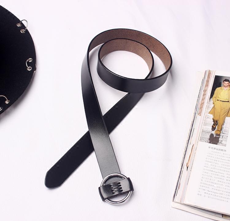 ベルト 韓国 ラウンド バックル ブラック シルバー レディース ファッション アクセサリー オールシーズン ベルト ウエスト バンド