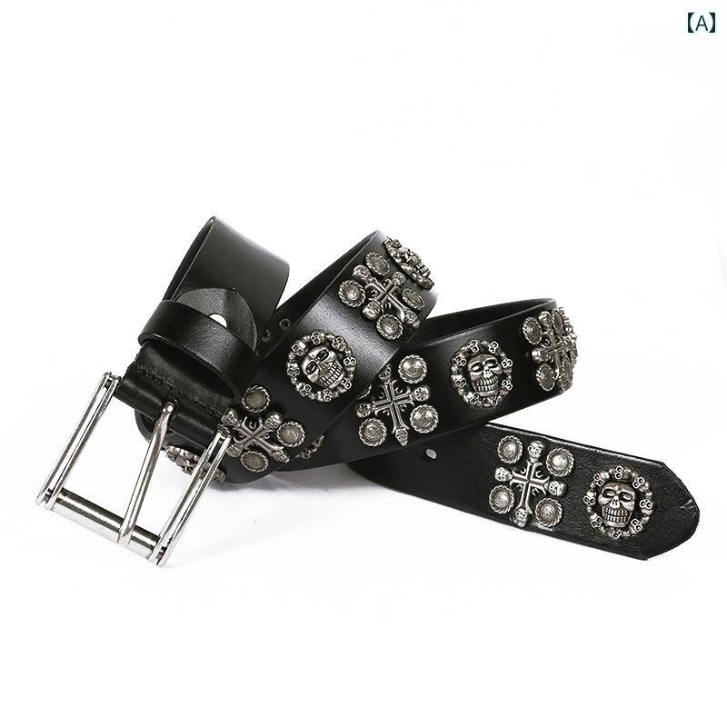 ベルト パンク スカル ヒップ ホップ メンズ レディース ファッション アクセサリー オールシーズン ベルト ウエスト バンド