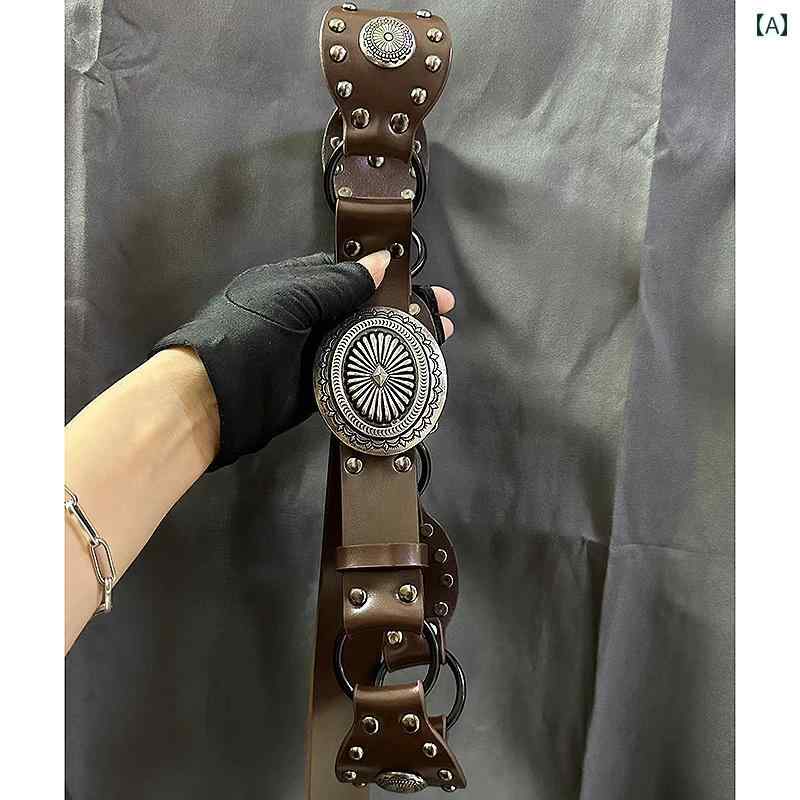 ベルト レトロ 二層 牛革 スタッズ 彫刻 メンズ レディース ファッション アクセサリー オールシーズン ベルト ウエスト バンド
