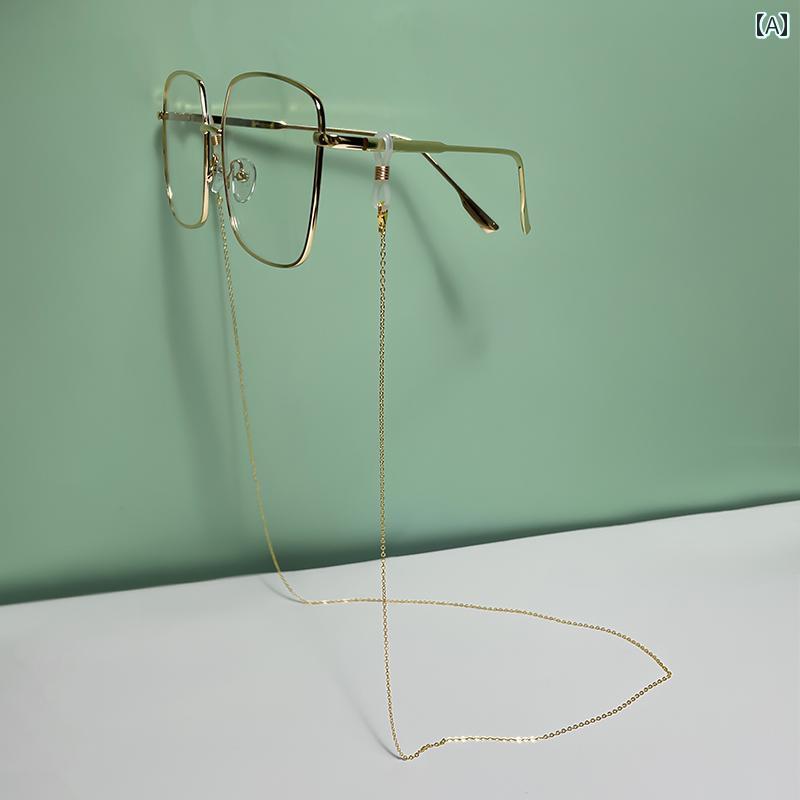 メガネ マスク ストラップ アクセサリー メガネチェーン サングラスチェーン 14 Kゴールドメッキ おし..