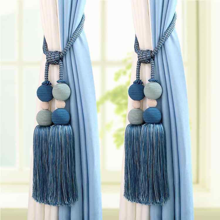 タッセル ヴィラ ダブル ボール カーテン ストラップ タッセル ハンギング タイ ネクタイ バインディング ロープ ペア バックル ヨーロッパ リビングルーム 寝室 エレガント 上品