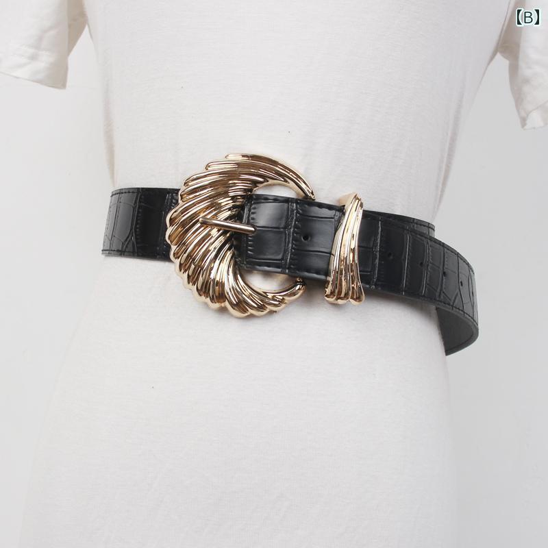 セキュアデポのベルト レトロ ジオメトリック シングル ループ レディース ファッション アクセサリー ベルト オールシーズン ウエスト バンド｜アングル2