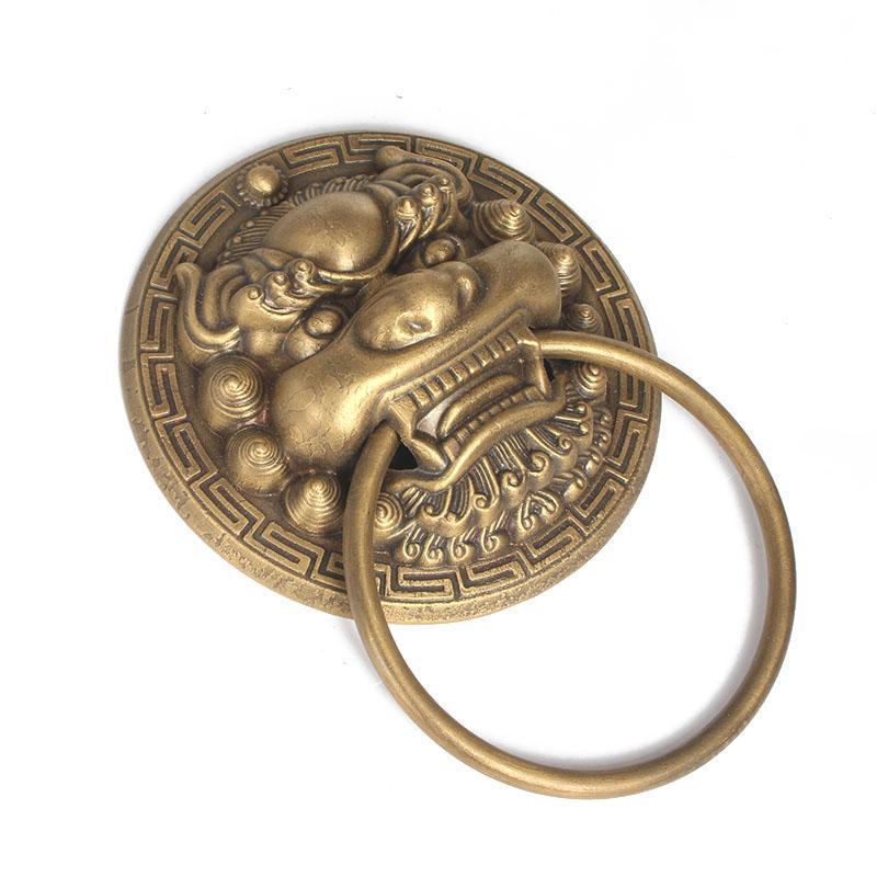 ドアノッカー アニマルヘッド ハンドル ブロンズ ライオン ヘッド アンティーク タイガー チャイナ風 レトロ おしゃれ DIY 装飾 銅