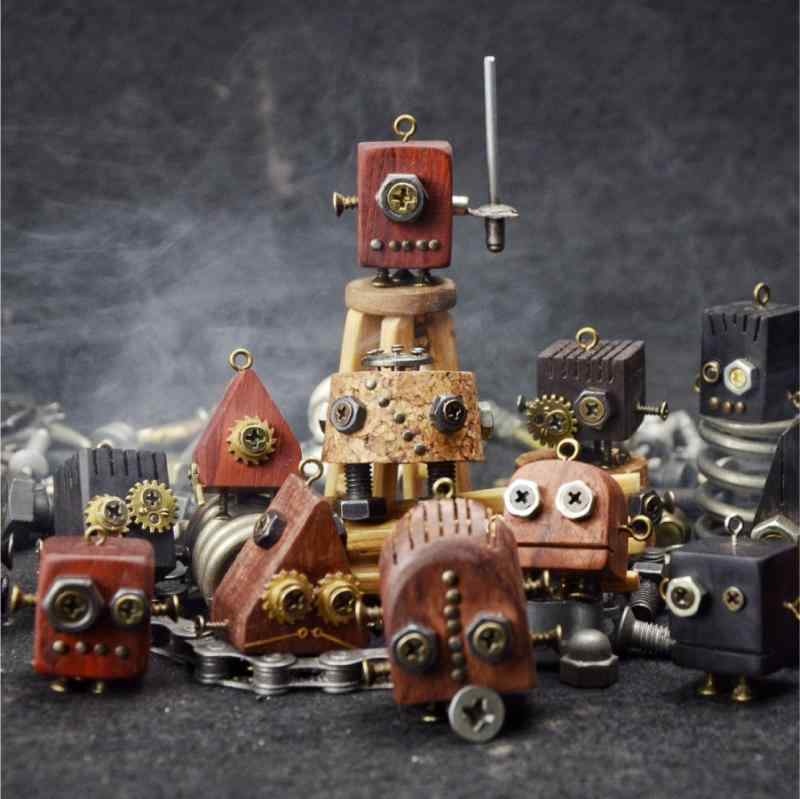 スチームパンク アクセサリー 雑貨 スチームパンク 木 ロボット ネックレス チャーム ペンダント トッ..