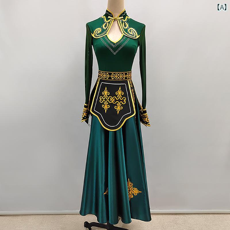 ダンス 衣装 民族舞踊 レディース モンゴル ソロ 民族 少数 華麗 エスニック パフォーマンス 華麗 レディース ロングスカート エレガント