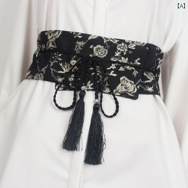 ベルト 刺繍 ウエスト ワイド バンド レトロ チャイナ風 ガードル 和風 レディース ファッション アク..