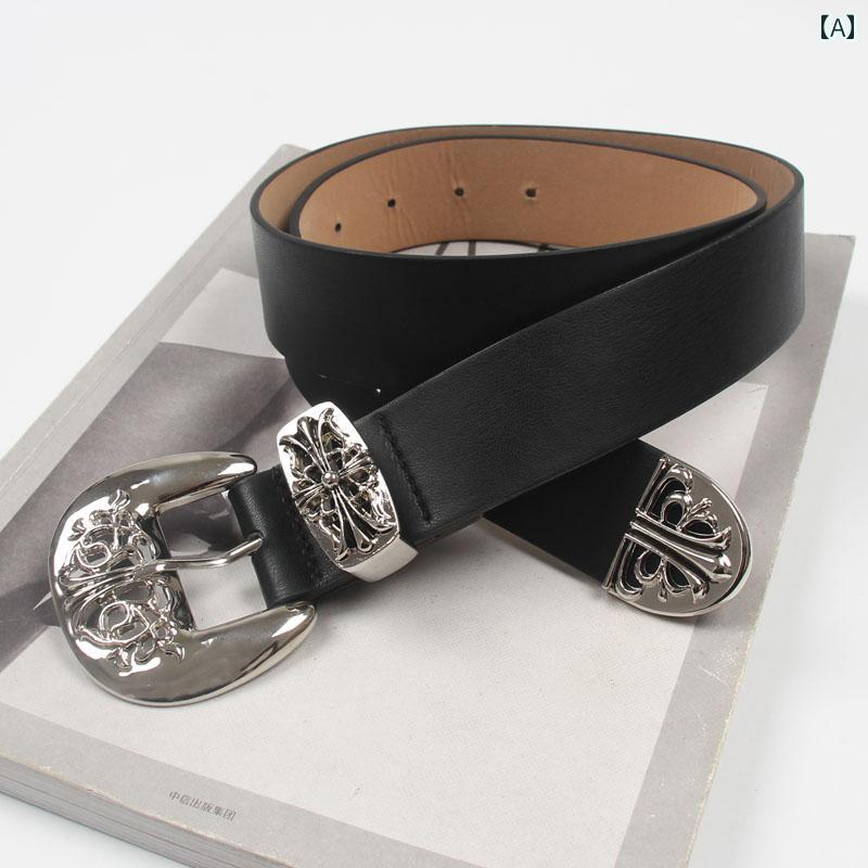 ベルト パンク ロック レザー ライト ボディ ブラック レディース ファッション アクセサリー オールシーズン ベルト(4.0)