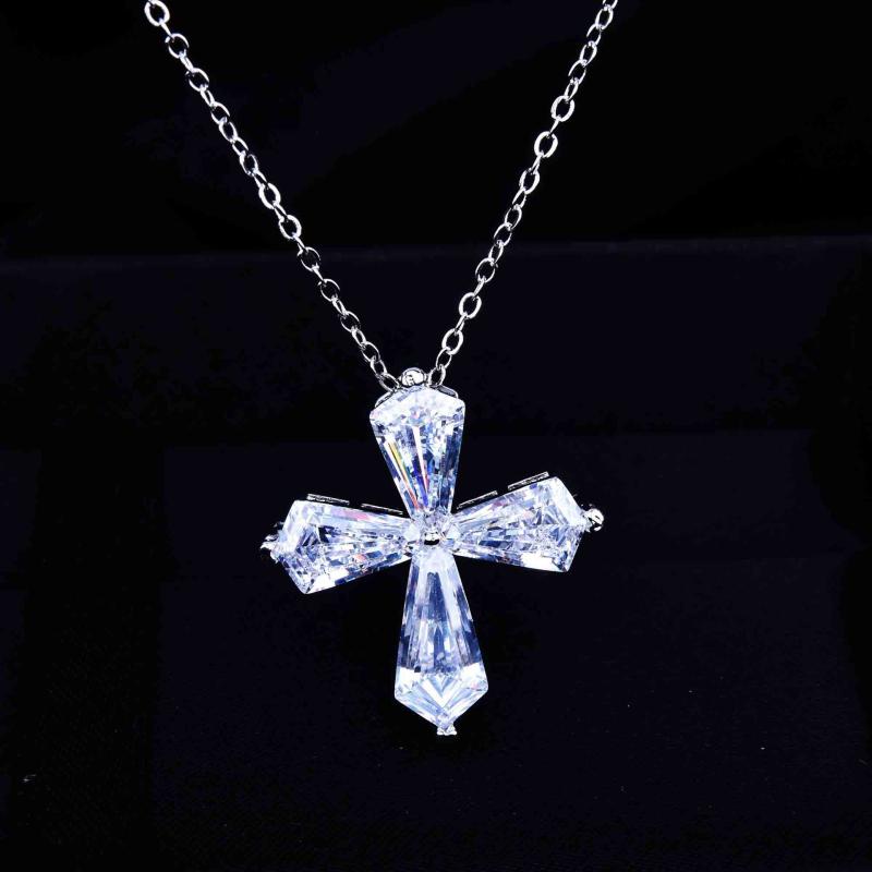 Cubic Zirconia - ネックレス スーパー フラッシュ クロス ネックレス ペンダント 首飾り チェーン レディース アクセサリー オールシーズン