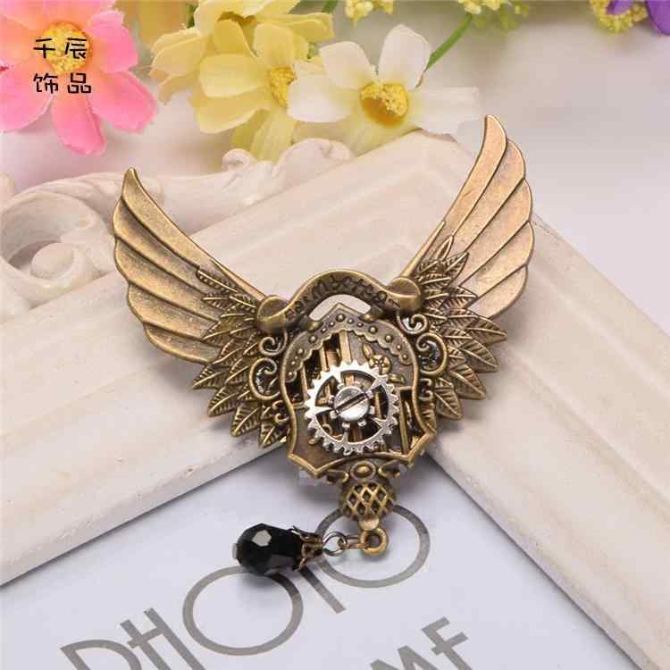 ブローチ 中世 スチームパンク アクセサリー 雑貨 ファッション ゴシック ロリータ レトロ 機械 ギア シールド ウイング ホイール ブローチ