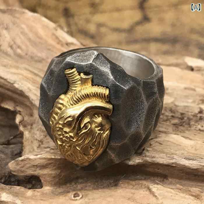 指輪 ロック ハート 指輪 S925 メンズ レディース アクセサリー オールシーズン レトロ ジュエリー リング