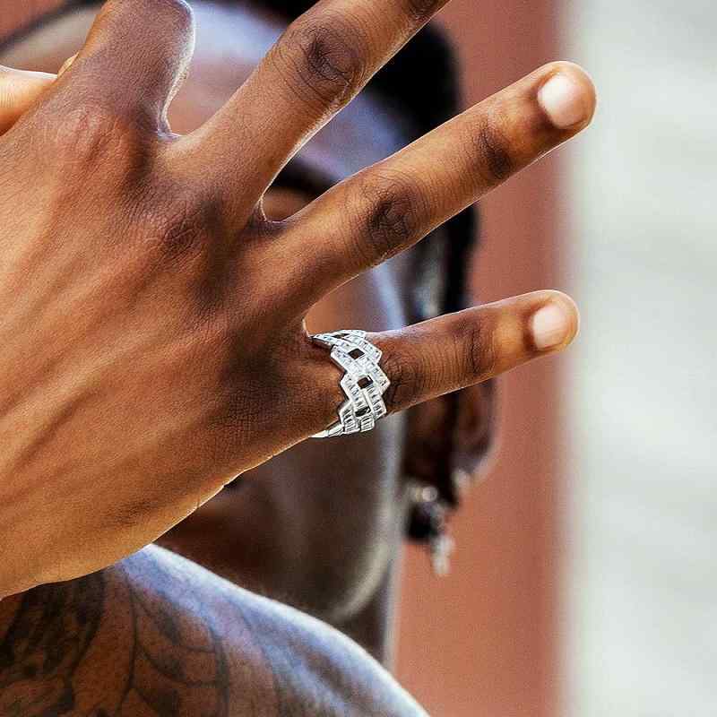 指輪 HIPHOP ジュエリー ユニセックス ヒップホップ リング 菱形 ロック シュガー ストーン リング ヒ..