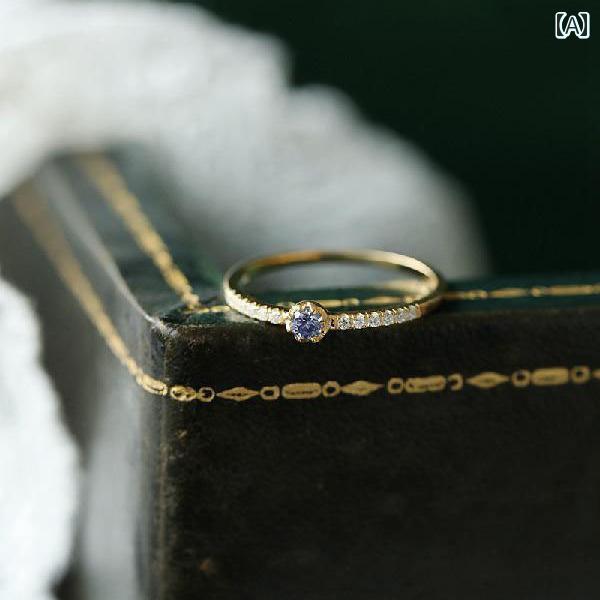 アイリス 和風 ライト 感 精巧 スーパー フラッシュ 夢の 青 紫 タンザナイト ストーン 925 シルバーゴールド メッキ リング レディース レトロ材質：合金/銀メッキ/金メッキ色の分類: 標準カラー ゴールド US コード No. ...