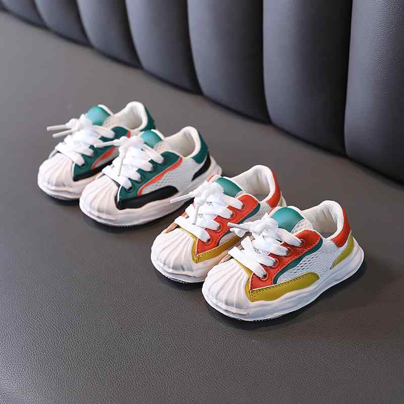 幼児 シューズ 靴 通気性 アンチ キック レジャー 男の子 女の子 オレンジ スニーカー カジュアル オー..