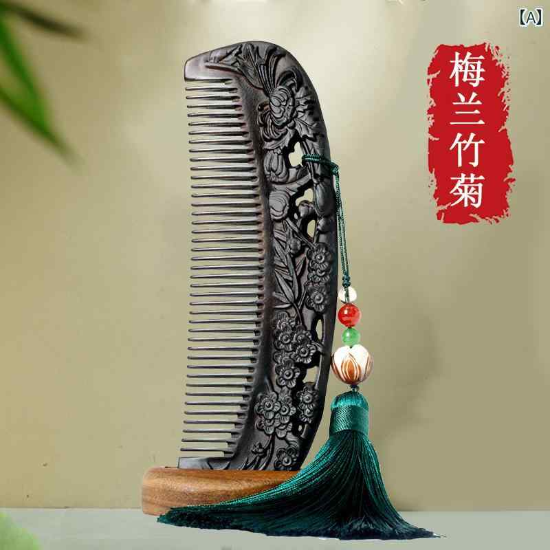 ヘアケア コーム くし おしゃれ ギフト ブラシ ウッド 頭 マッサージ 彫刻 木 頭皮...